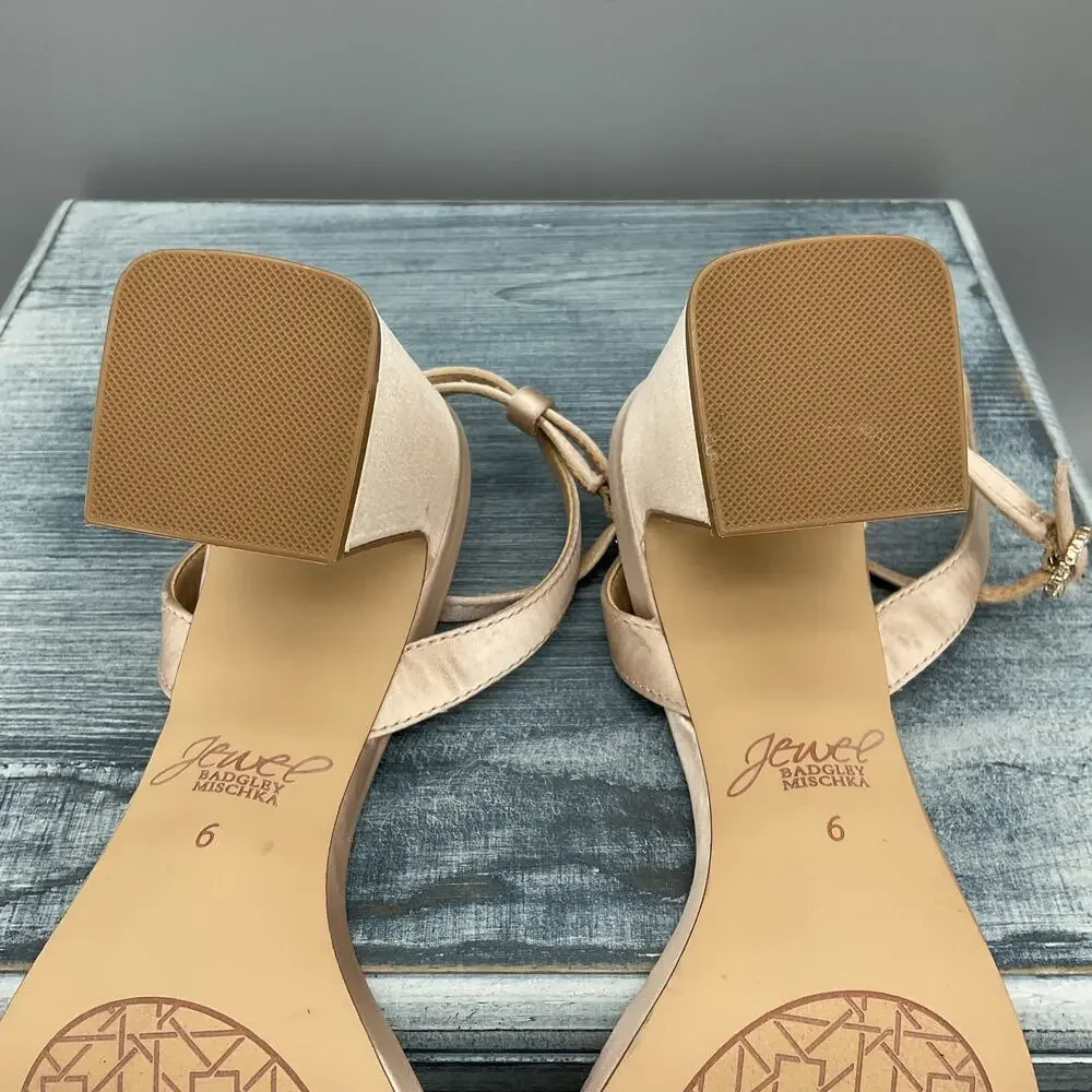 NEW Jewel by Badgley Mischka Women’s Danni Satin Sandals Beige Size 6